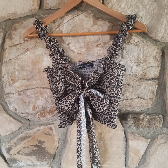 Leopard Print Bow-Tie Modest Top